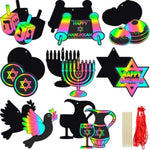 24 Pcs Hanukkah Scratch Cards, DIY Hanging Ornament Party Craft Kit