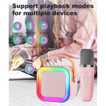 Mini Karaoke Machine Speaker For Kids Adults,Portable Bluetooth With 1-2 Wireless Microphones,Christmas Birthday Gifts Toys Girls Boys Ages 4, 5, 6,7, 8,9,10,11,12+ Years Old Toddler (Pink - 1 Mic)