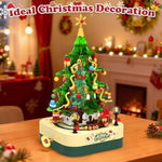 594 Pcs Christmas Tree Building Block Set, Rotating Music Box Christmas Building Block Tree For Boys Girls Adults, Xmas Gifts Decorations For Kids Adults Teens,Green