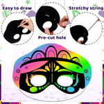60 Pcs Purim Scratch Art Masks, DIY Rainbow Craft Kit for Jewish Holiday Activities