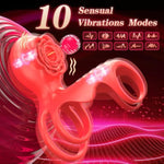 Vibrating Cock Ring Adult Sex Toys For Men - 10 Vibration Modes Rose Tongue Sex Toy Vibrator Penis Sleeve Cock Ring Male Couples Sex Toys For Men, Soft Silicone Penis Ring Cock Sleeve