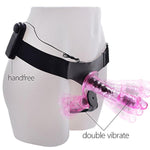Vibrating Strap On Dildo Dong With Adjustable Harness For Lesbian Realistic Anal Sex Toys For Female Masturbation(Pink)