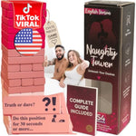 54 Pink Blocks Compatible With Jenga Game For Adults Couples For Date Night In Bedroom - Intimacy Naughty Tower With Dares & Challenges - Romantic Puzzles - Anniversary & Valentines Gifts