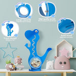 Wooden Dinosaur Piggy Bank For Boys Kids Girls Big Clear Animal Belly Coin Bank Toddler Real Money Toy?Dino-Blue?