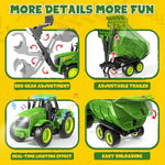 2.4Ghz Rc Tractor Toy W/Light & Music, Kid Farm Car Toy W/Front Loader & Farm Animal, Rc Tractor Trailer Truck Vehicle Toy For Boy Girl Age 3 4 5 6 7+ Year Old Christmas Birthday Gift (Green)