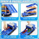 Toddler Truck Track Set With Lights & Sounds – 55-Inch Racing Track With 6 Die-Cast Cars, Perfect Birthday For 3 4 5 6 7 Years Old Boys And Girls