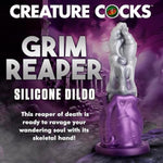 Grim Reaper Silicone Dildo For Men, Women, & Couples. Fantasy Dildo With Strong Suction Cup Base. Harness Compatible, Firm & Flexible. 1 Piece, Purple.
