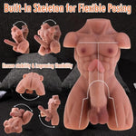 7Lb Male Sex Doll With Flexible Dildo, Male Torso Sex Dolls With 7 Inches Huge Cock Dildos Penis Testis For Female Masturbation, Tight Anal Anus Unisex Masturbator Sex Doll For Women Couple Gay