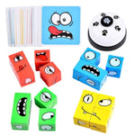 Wooden Face Changing Magic Cube Game, Expression Puzzle Building Blocks Pattern Matching Game, Educational Puzzles Toy Board Games For Kids And Adults With Bell