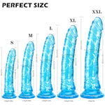 9.4'' Soft Realistic Anal Dildo Sex Toys With Suction Cup For Hands-Free Play, Blue Thick Penis Suitable For Women/Men/Gay/Couples With Thin And Slim Poke Can Be Use For G Spot And Anal