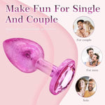 Anal Plug Training Kit Sex Toy, Ice Flake Finish With Jeweled Base 3Pcs Set Anal Butt Trainer, Anal Plug Adult Sex Toys For Beginner Prostate G Spot Prostate Plugs (Rose)