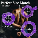Cock Penis Ring 3 Pcs Sets For Male, Silicone O-Ring Cock Rings For Couples Adult, Delay Rings With Bumps For Longer Harder Stronger Erections Testicle Stretcher Soft Massager(Purple)