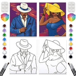 2 Pack Paint And Sip Canvas Painting Kit Pre Drawn Canvas For Painting For Adults Stretched Canvas Couples Games Date Night Gentleman And Lady Paint Party Anniversary Valentines
