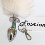 Multi-Function Fox Tail Anal Plug With Stylish Keychain Attachment (White, Small Plug)