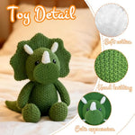 Realistic Triceratops Stuffed Animals, 11 Inch Crochet Stuffed Animal Toys For Babies, Birthday For Girls And Boys, Knitted Cute Toy And Soft Cotton Plush Green Triceratops Toys