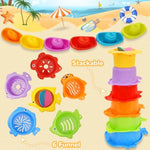 Bath Toys For Kids Ages 1-3, Kids Bath Toys With Floating Boats, Bathing Spoon Shower, 13 Pcs Bathtub Toy For Babies Water Table Pool Birthday Gift For Toddlers 1-3 Infant Baby Boys/Girls 6-12-18M+