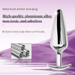 4 Pcs Metal Silvery Butt Plug Set With Anchor Jewelry Base Adult Sex Sm Toys Smooth Metal Anal Plug Kit For Couple(B)