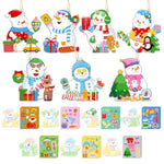 28 Pack Christmas Snowman Ornament Craft Kit for Kids, DIY Stickers & Cutouts