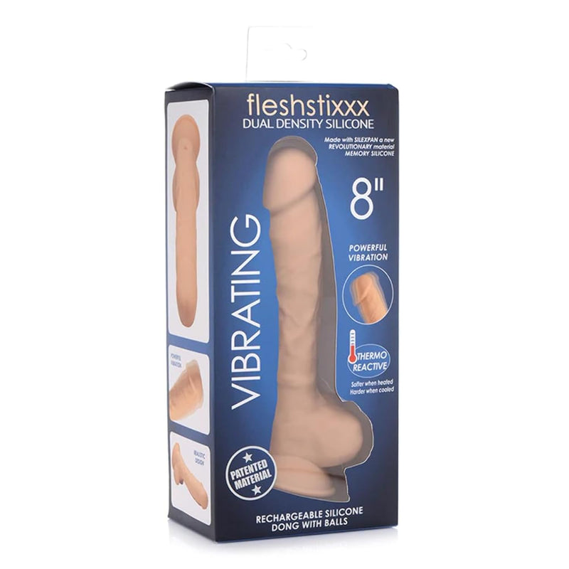 9 Inch Silexpan Hypoallergenic Silicone Vibrating Dildo With Balls - Medium