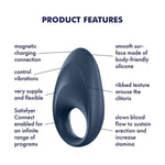 Mighty One Connect App | Silicone Cock Ring With Vibration And App | Sex Toy For Men & Couples | Waterproof (Ipx7) | Rechargeable Battery | Skin-Friendly Silicone