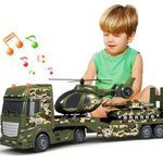 Toddler Boy Toys, 3 In 1 Large Army Truck Toy With Helicoper And Tank, Military Transport Truck Toy, Christmas Birthday Gifts For Kids 3 4 5 6 Years Old