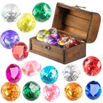 Diving Gem Pool Toy 15 Big Colorful Diamond Set With Big Treasure Chest Pirate Box Underwater Gem Diving Dive Throw Toy Set Swimming Training Gift Toy