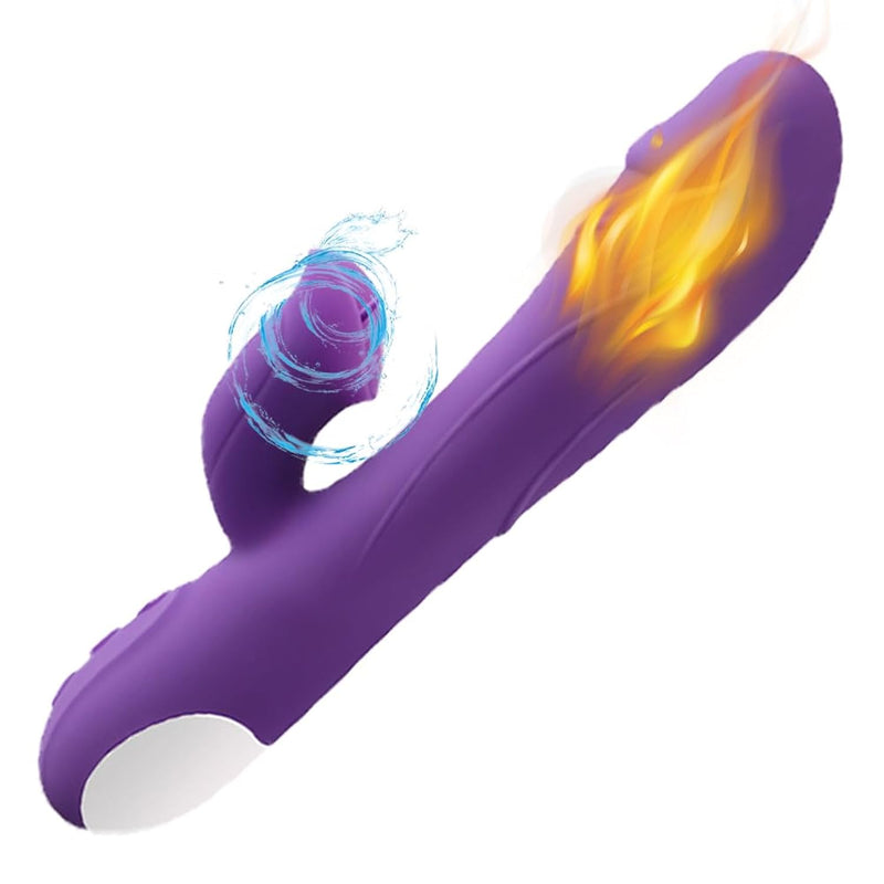 G Spot Vibrator With Heating Function For Clitoris G-Spot Stimulation,Waterproof Dildo Vibrator With 7 Powerful Vibrations Dual Motor Stimulator For Women Or Couple Fun (Purple)