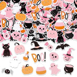 500 Pcs Pink Halloween Foam Stickers, 15 Ghost & Pumpkin Designs for DIY Crafts