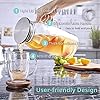2 Liter 68 oz Glass Pitcher with Lid and Spout, Bivvclaz Water Pitcher for Fridge, Glass Carafe for Hot/Cold Water, Large Iced Tea Pitcher for Coffee, Juice and Homemade Beverage