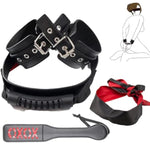 Bdsm Paddle & Leather Handcuffs With Grips And Adjustable Size And Satin Bandage Blindfold Eye Mask Suitable For Adult Learn To Sm Game (2)