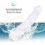 Double Head Dildo,Crystal Jelly Realistic Anal Long Dildo Penis With Veins And Glans Adult Sex Toys Adult Masturbation Stick For Women Lesbian (Color1-Transparent, S(9.2 Inch))