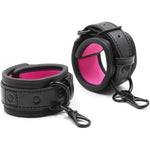 Bondage Handcuffs Bdsm Sex Restraints Toys Pu Leather Cuffs Sex Toys Adjustable Adult Fetish Erotic Slave Sm Game For Couples Women Men (Pink)