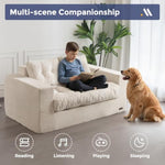 Bean Bag Chair For Adults, Upholstered Floor Sofa With Armrests, Loveseat Boneless Couch With Tufted Cushion & Backrest, Sofa In A Box, Large Bean Bag Couch For Bedroom Living Room, Beige