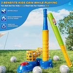 T Ball Sets For Kids 3-5, Baseball T-Ball Set With 10 Balls, Outdoor Sport Toy Games For 3-12 Year Old Boys Girls Toddlers, Training Batting Tee For Backyard And Lawn Play