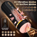 Male Masturbator Sex Toys for Men, Realistic Pocket Pussy Penis Pump with 10 Vibration & 10 Suction Modes, Adult Male Sex Toy Set Includes 1 Fleshlight & 1 Vibrating Anal Plug and 6 Cock Ring