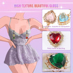 Crystal Heart Pendant Body Clamps Non-Pierce Jewelry With Bow, Red And Green Gemstones For Women Gold-Tone, 2 Pairs Adjust Tightness (2 Pairs - Pink Sapphire)