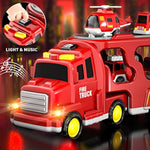 5-In-1 Fire Trucks Toy Set For Boys Age 1-3 3-5, Fire Car Truck For Toddlers 1 2 3 4 5 6 Years Old, Christmas Birthday Gift Car Sets With Light Sound