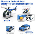 Police Truck Toy 25.6" Large Semi Truck With Racing Car And Helicopter, Kids Police Car Toys With Light & Sound, Play Vehicles Cars Toys Birthday Gift For Toddler Boys Age 3 4 5 6