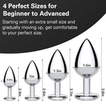 Anal Plug Beginner Set, 4 PCS Stainless Steel Butt Plug Kit