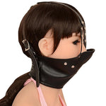 BDSM Y-Shape Harness Bondage Kit with Adjustable PU Leather Head Mask and Red Mouth Gag for Couples