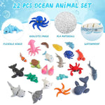 22Pcs 3D Printed Sea Animals Toys, 3D Printed Mini Ocean Animals Articulating Flexible Fidget Toys, Cute Animal Figurines Toys Birthday Office Desktop Home Decoration