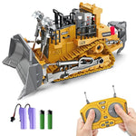 Rc Bulldozer Toys For Boys,Construction Remote Control Bulldozer With Metal Bulldozing Shovel Lights/Sounds For Kids Boys