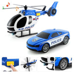Toddler Boy Toys For 3 4 5 6 Year Old, 25" Semi Truck Toy With Racing Car And Helicopter - Police Toys,Birthday Gifts For Kids Child 2 3 4 5 6 Years Old