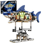 Mechanical Shark Building Set Compatible With Lego, Sea Fish Building Block Toy With Led Light, 687 Pcs Movable Ocean Animal For Kids Adults Crossing Ocean Lover