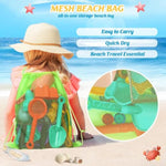 Beach Sand Toys For Kids,Sand Toys With 2 Collapsible Beach Bucket,2 Beach Sifter Shovel,Sand Shovel Set,Sand Castle Kit,Sea Animal Molds,Diving Gem Pool Toy,Mesh Bag Travel Toys For Toddler 3-10
