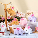 16 Pcs Bunny Stuffed Animal Bulk 4.7 Inch Small Plush Rabbit Keychains Detachable Bunny Party Favors Plushies Gifts For Stocking Stuffers, Gift Exchange(White, Pink, Lilac, Caramel)