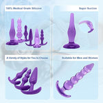 Lh- 6-Piece Purple Silicone Multiple Shapes Anal Toys Anal Plug Training Set - Ergonomic Design, Flared Base, for Ultimate Sensation Pleasure Collection for Beginners to Advanced Users