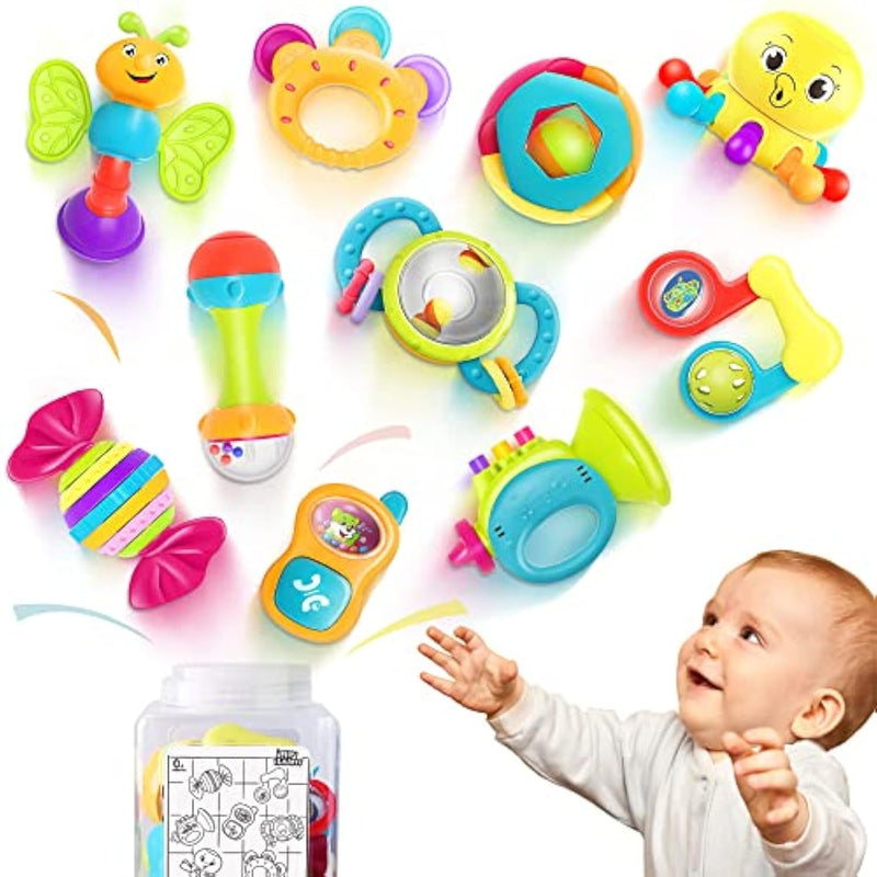iPlay, iLearn 10pcs Baby Rattles Toys Set, Infant Grab Shake Rattle, Sensor