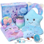 Gifts For Girls Age 6 7 8 9 10, Girls Toys Gift Set With Cute Fuzzy Bear Diary With Lock & Pen, Light Up Star Pillow, Water Cup & Fluffy Accessories, Winter Christmas Birthday Gifts For Girl