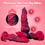 Hell Kiss Silicone Dildo For Men, Women, & Couples. Strong Suction Base Phthalate-Free Premium Red & Black Silicone Twisted Tongues Dildo